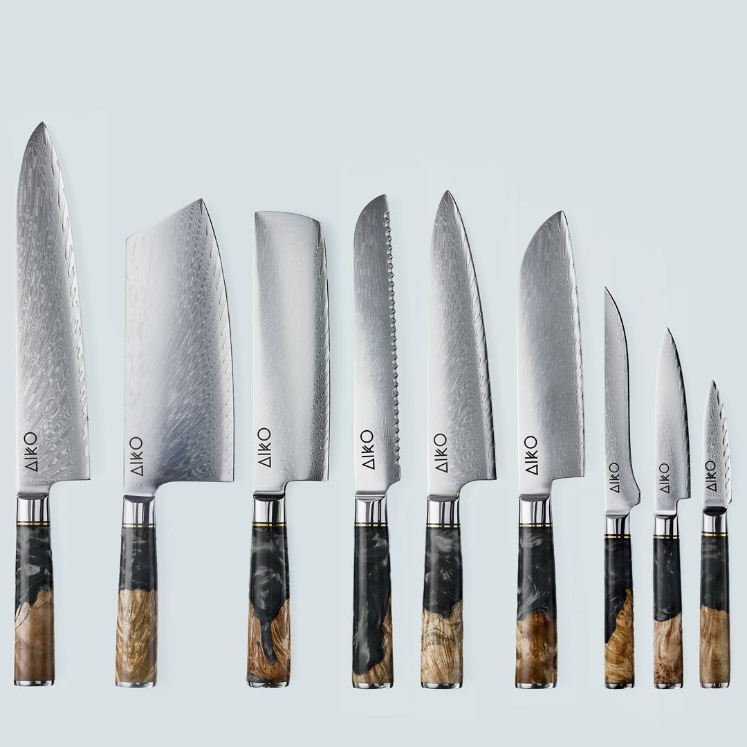Aiko Black (あいこ, アイコ) Damascus Steel Knife (5 knife set)