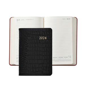2024 Daily Journal in Embossed Crocodile Leather