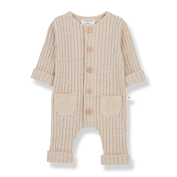 Alain Button Up Ribbed Jumpsuit (Cream)