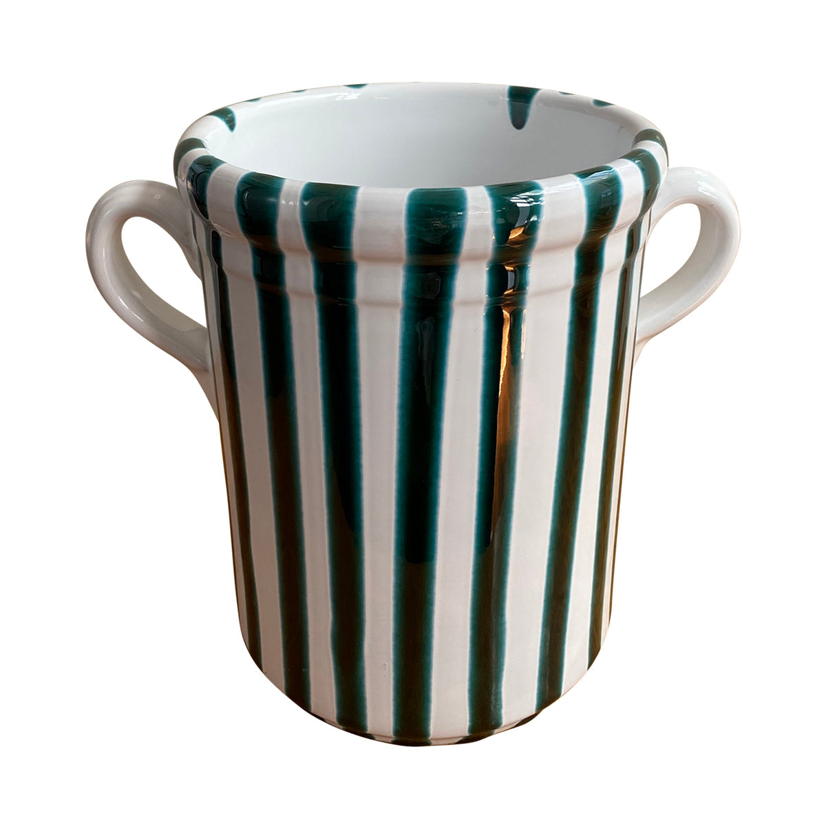 Ceramic striped wine cooler, green - Puglia, Italy