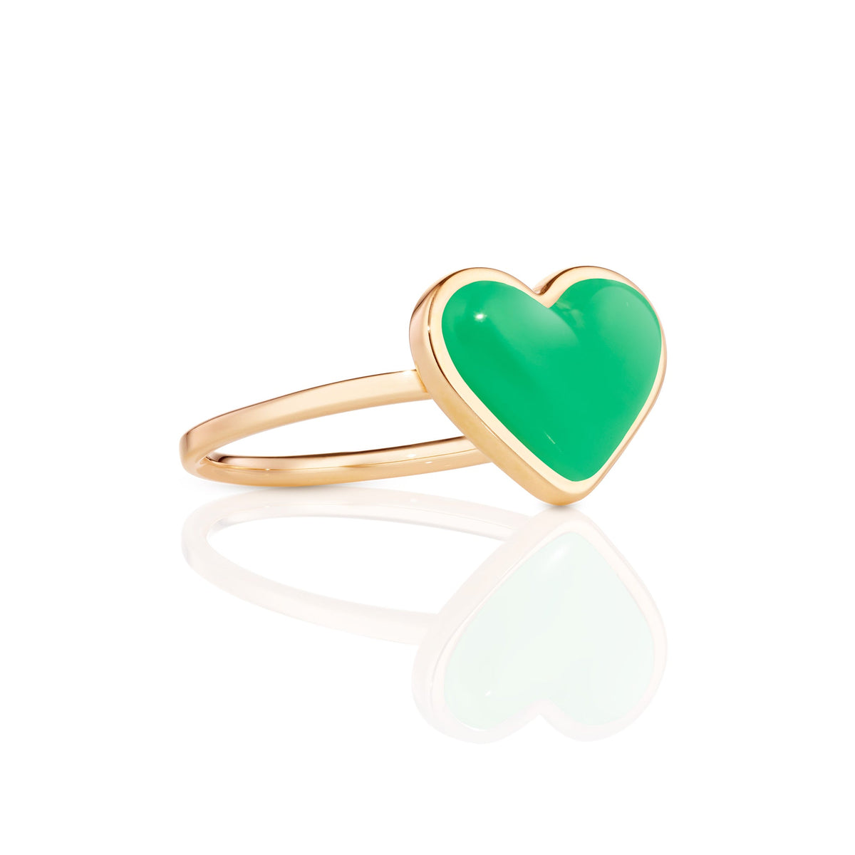 Love Sticker Ring in Yellow Gold & Chrysoprase