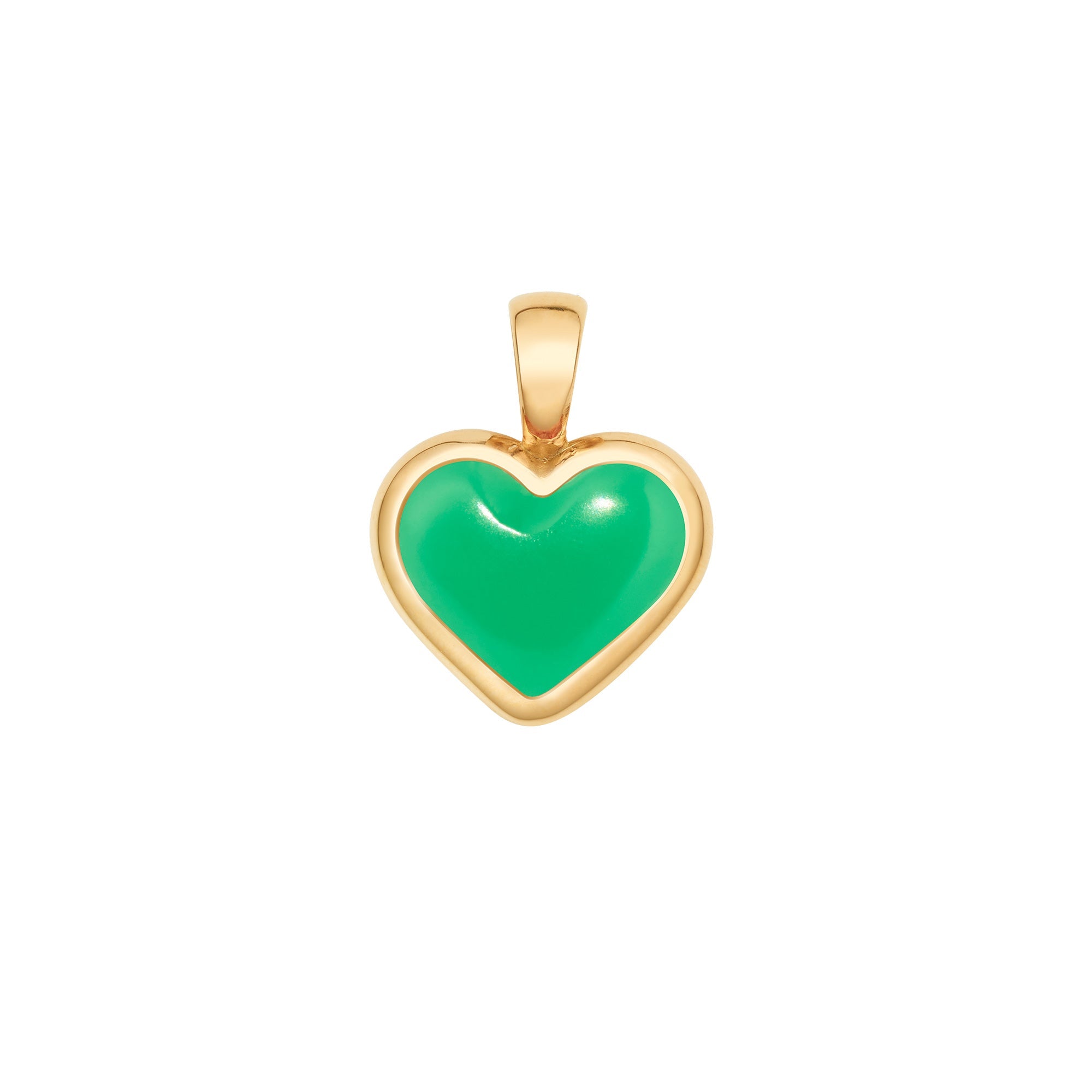 Love Sticker Charm in Yellow Gold & Chrysoprase