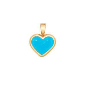 Love Sticker Charm in Yellow Gold & Turquoise