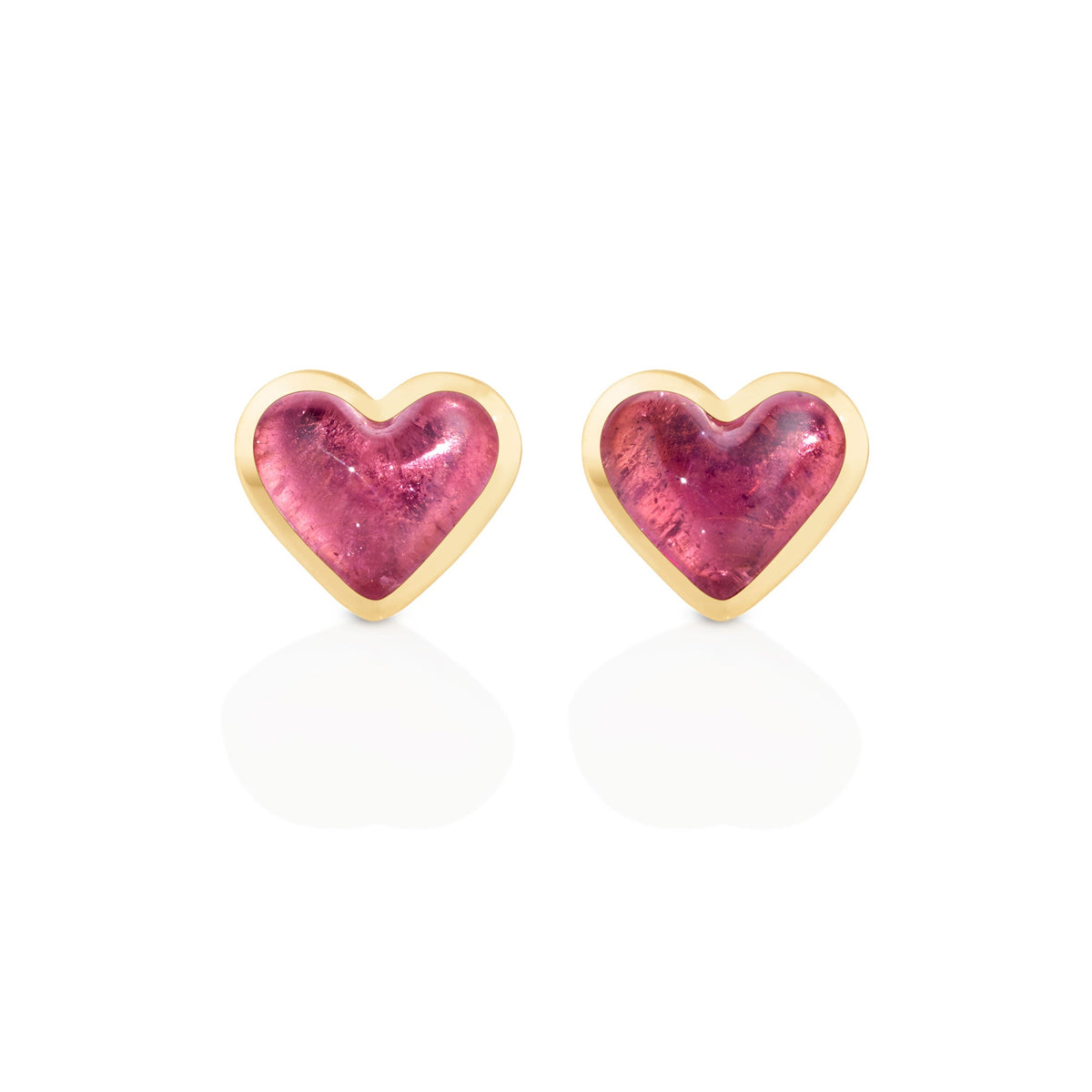 Love Sticker Studs in Yellow Gold & Pink Tourmaline