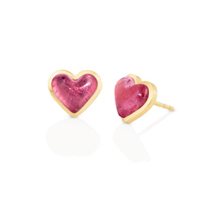 Love Sticker Studs in Yellow Gold & Pink Tourmaline