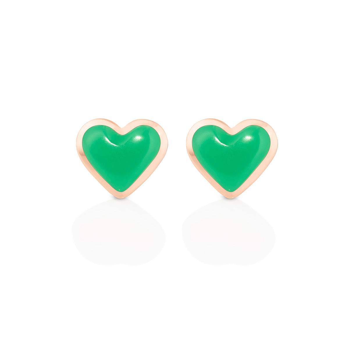 Love Sticker Studs in Rose Gold & Chrysoprase