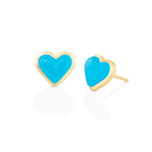 Love Sticker Studs in Yellow Gold & Turquoise