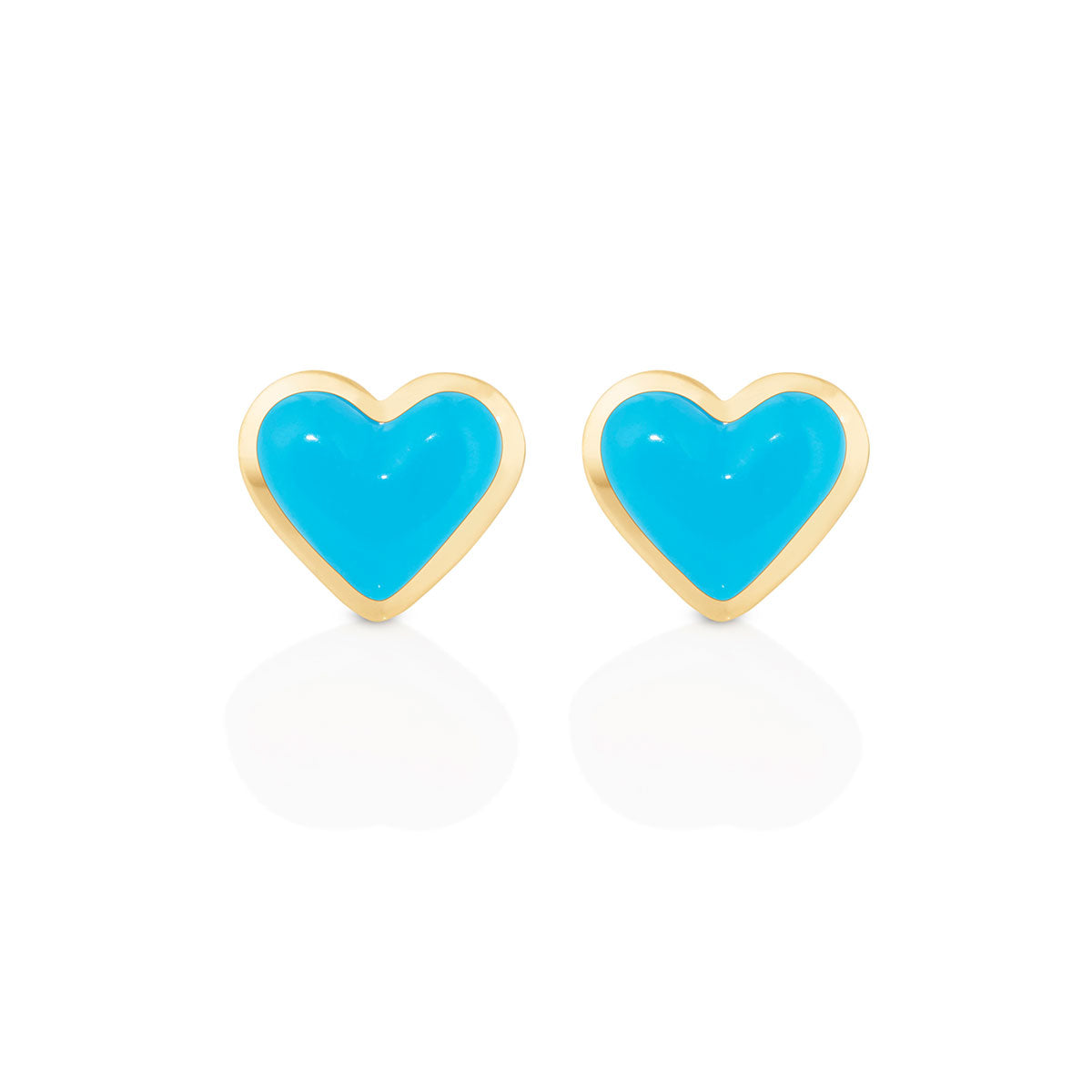 Love Sticker Studs in Yellow Gold & Turquoise