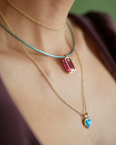 Love Sticker Charm in Yellow Gold & Turquoise