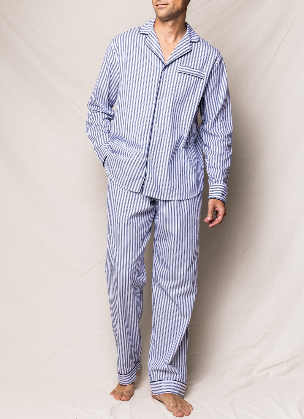 Men’s Navy French Ticking Pajama Set