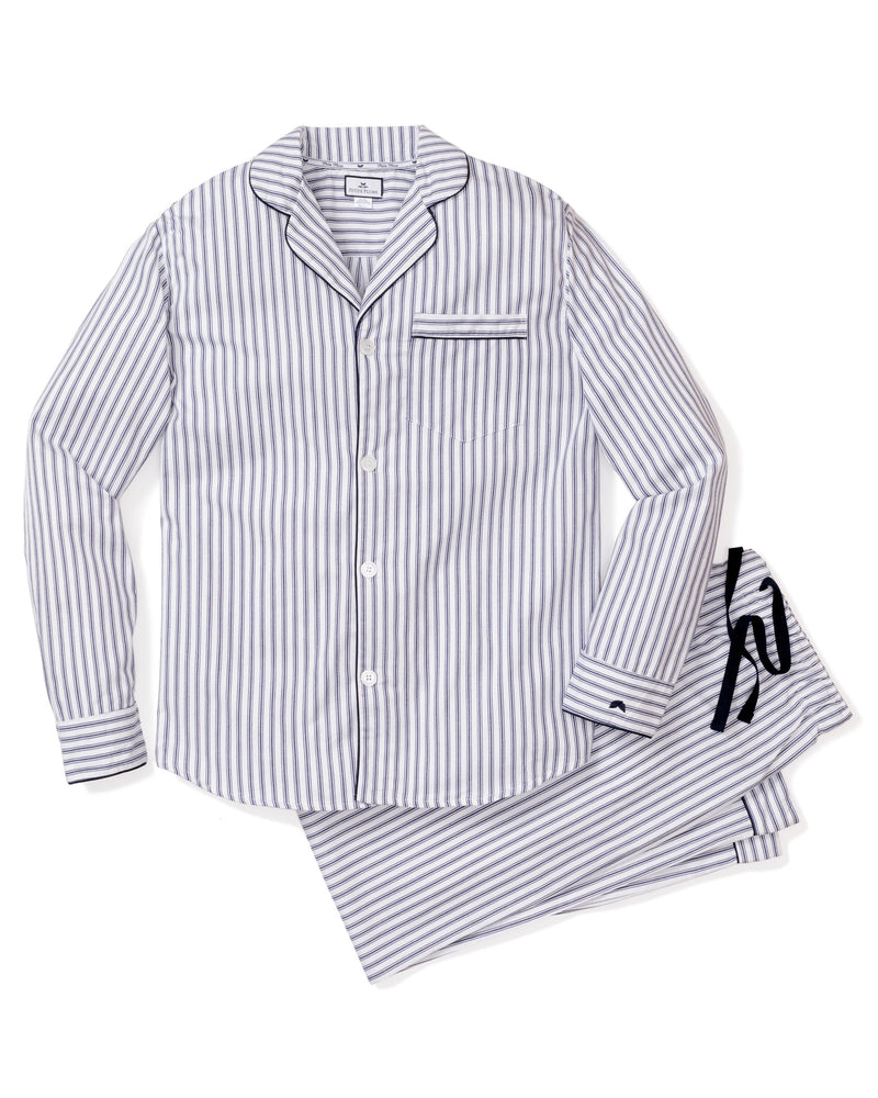 Men’s Navy French Ticking Pajama Set