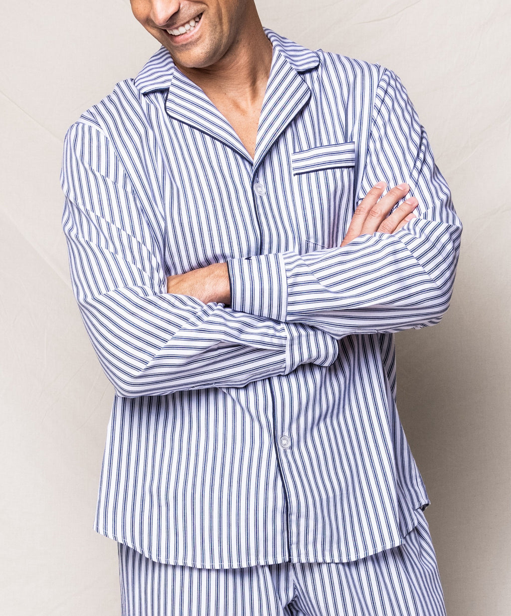 Men’s Navy French Ticking Pajama Set