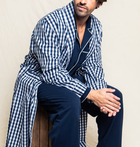 Men’s Navy Gingham Robe