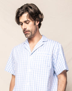 Men’s Light Blue Gingham Short Set