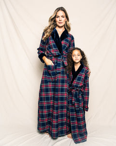 Women’s Windsor Tartan Long Robe with Velvet Trim