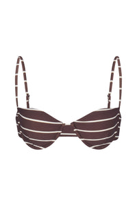 The Balconette Underwire Bikini Top in Espresso Odd Stripes