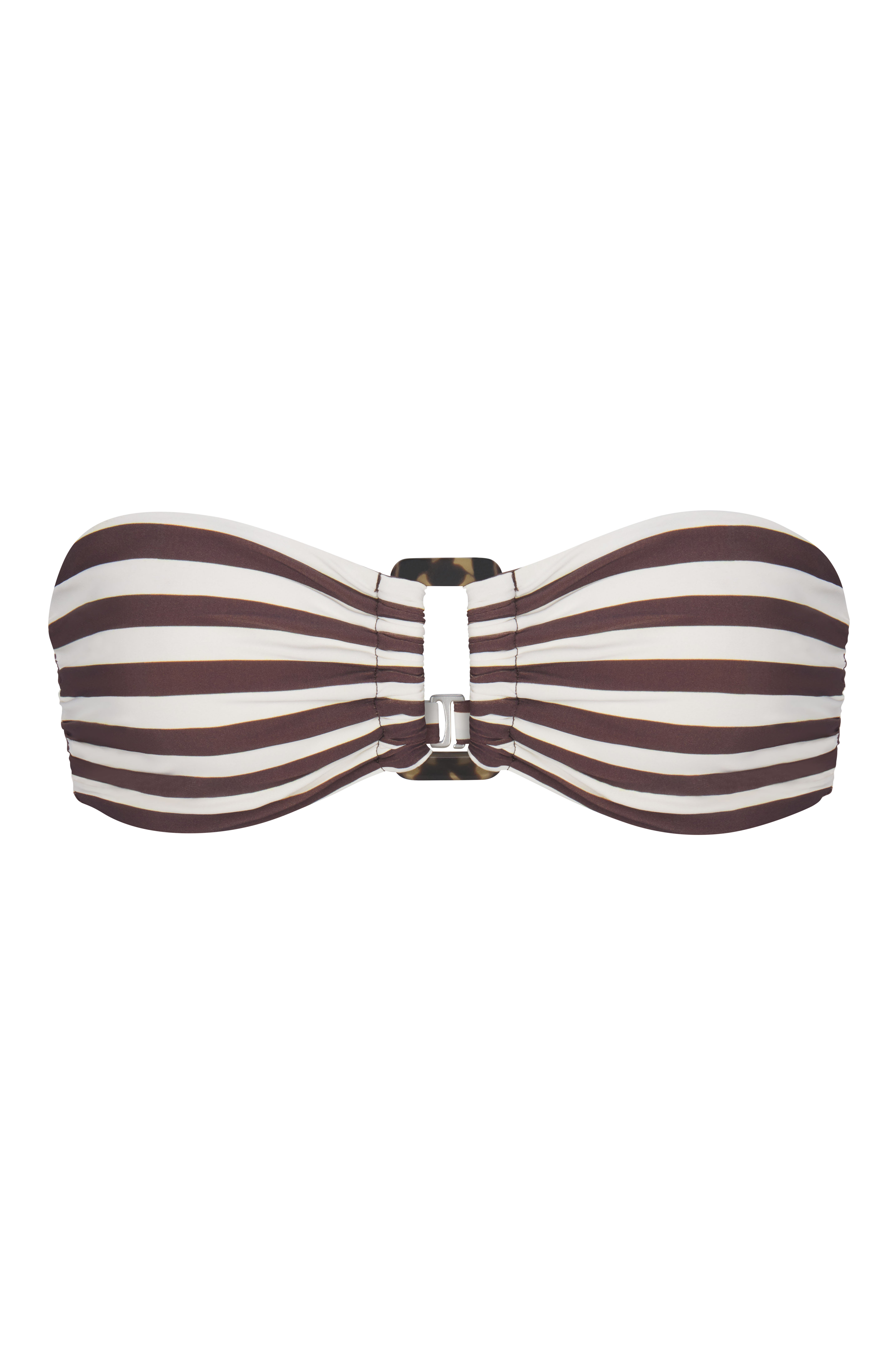 The Tortoise Bandeau Bikini Top In Espresso Even Stripes