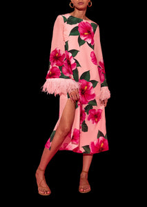 Aria Crepe Midi Dress in Nyx Pink