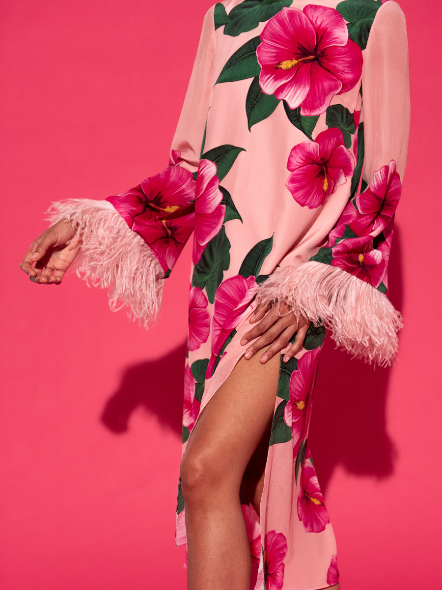 Aria Crepe Midi Dress in Nyx Pink