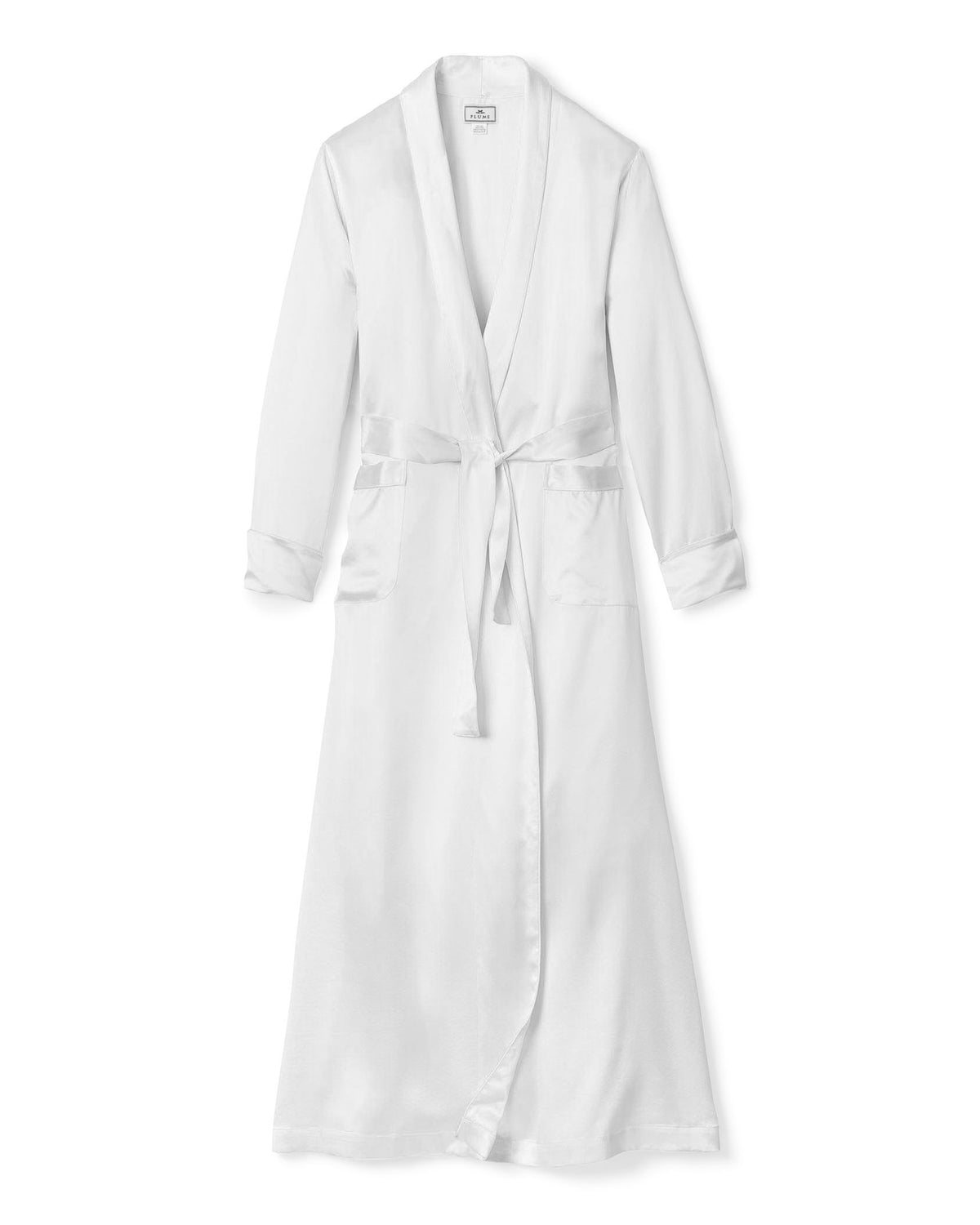 Women's White Silk Long Robe
