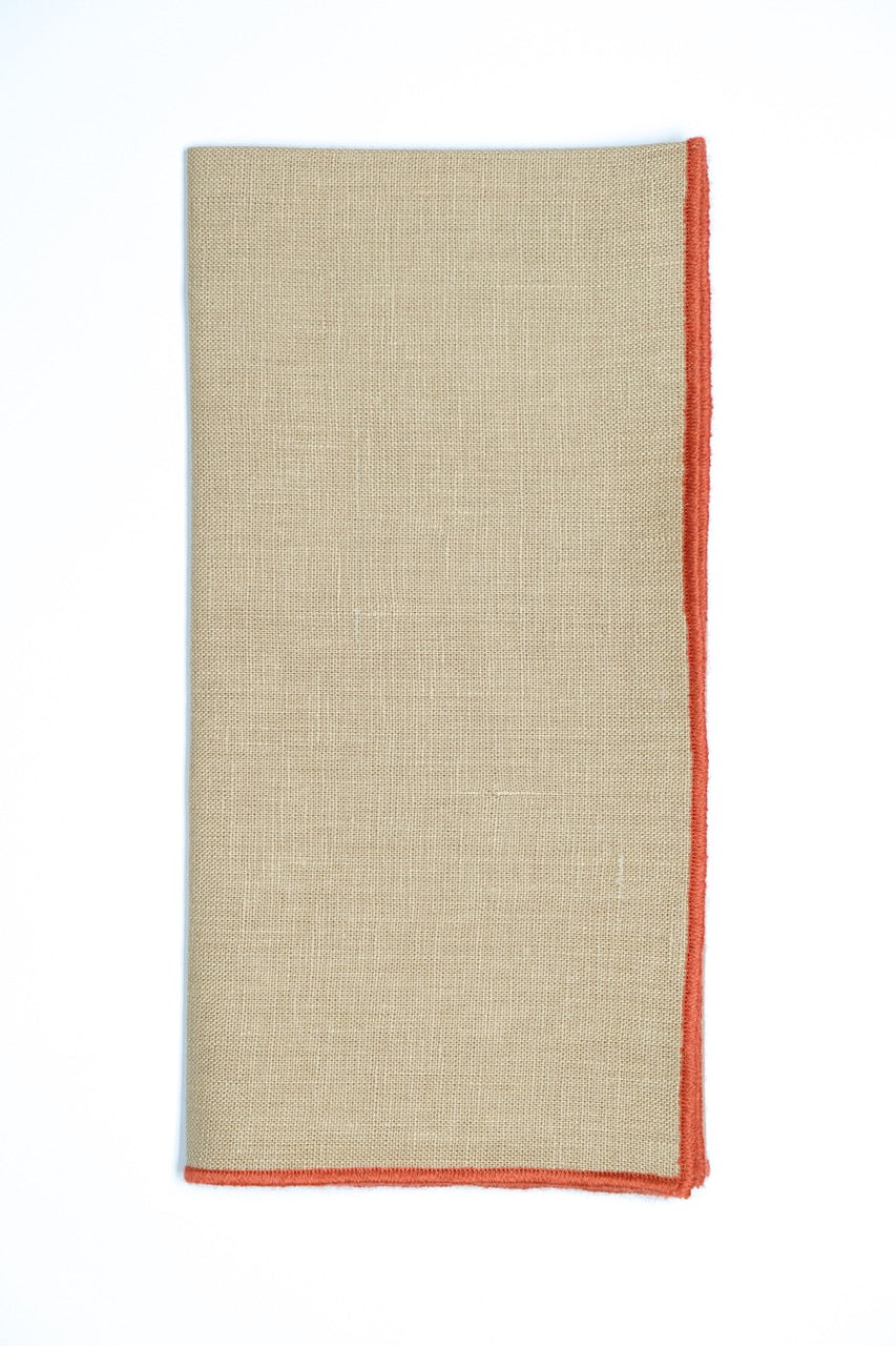 Vizon Napkin with Light Orange Small Trim, Set of 4