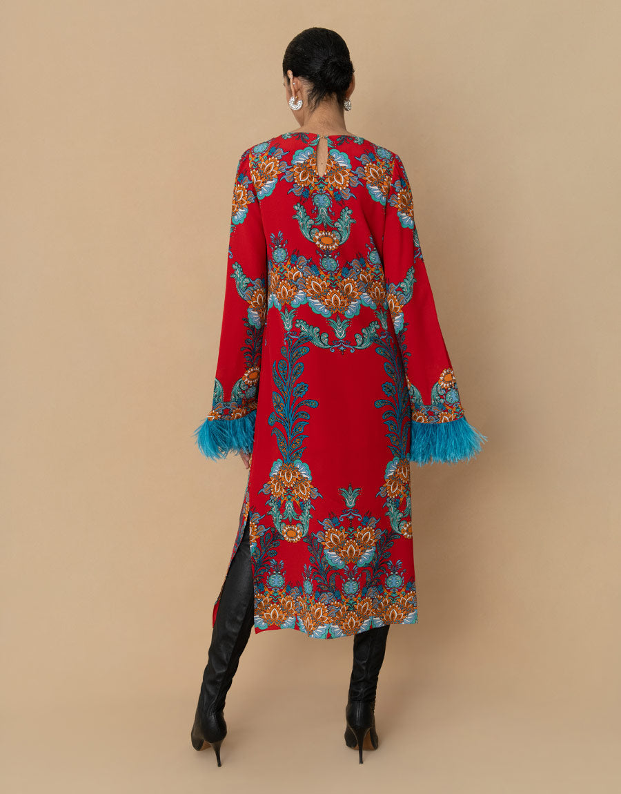 Seraphina Crepe Midi Dress in Regina Red
