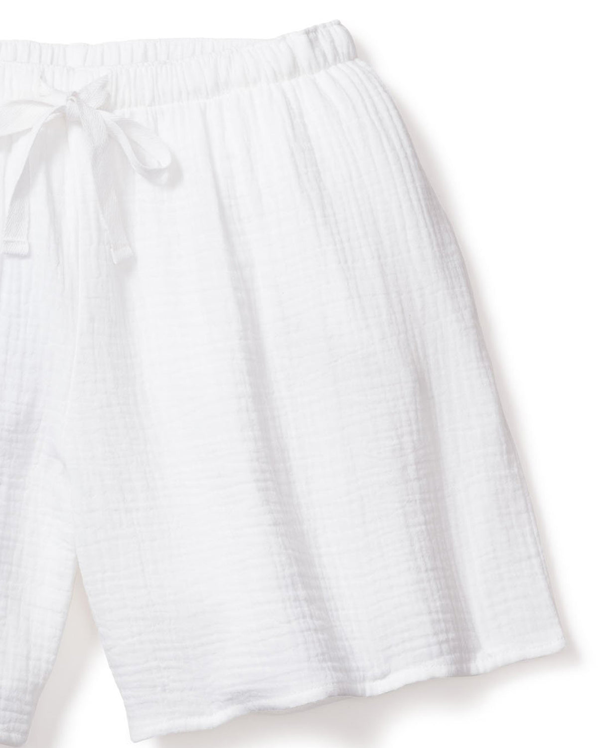 Women’s White Gauze Drawstring Shorts