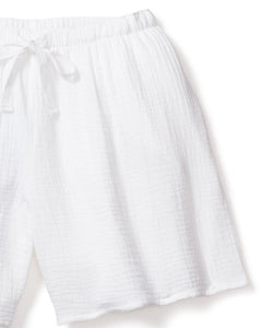 Women’s White Gauze Drawstring Shorts