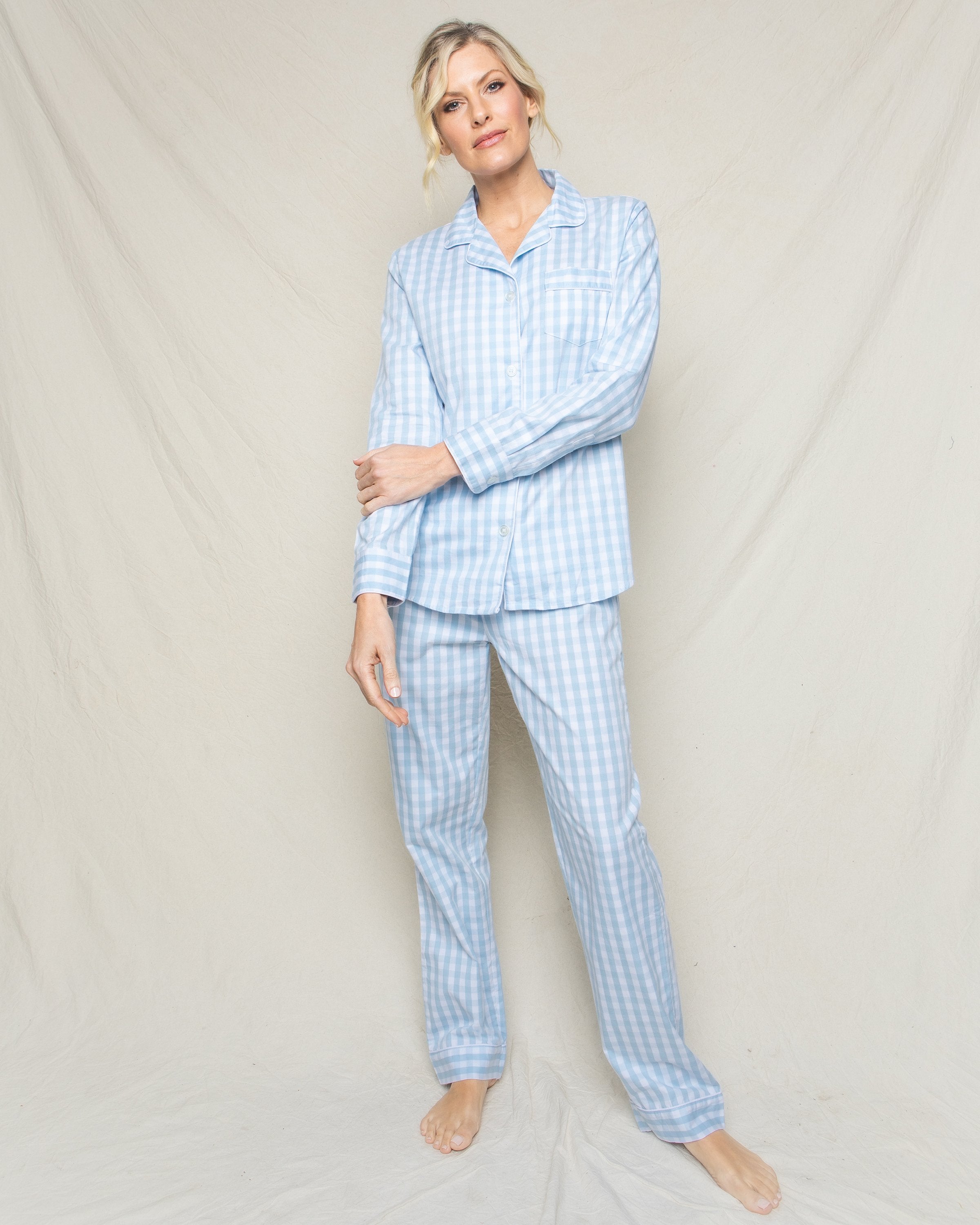 Women’s Light Blue Gingham Pajama Set