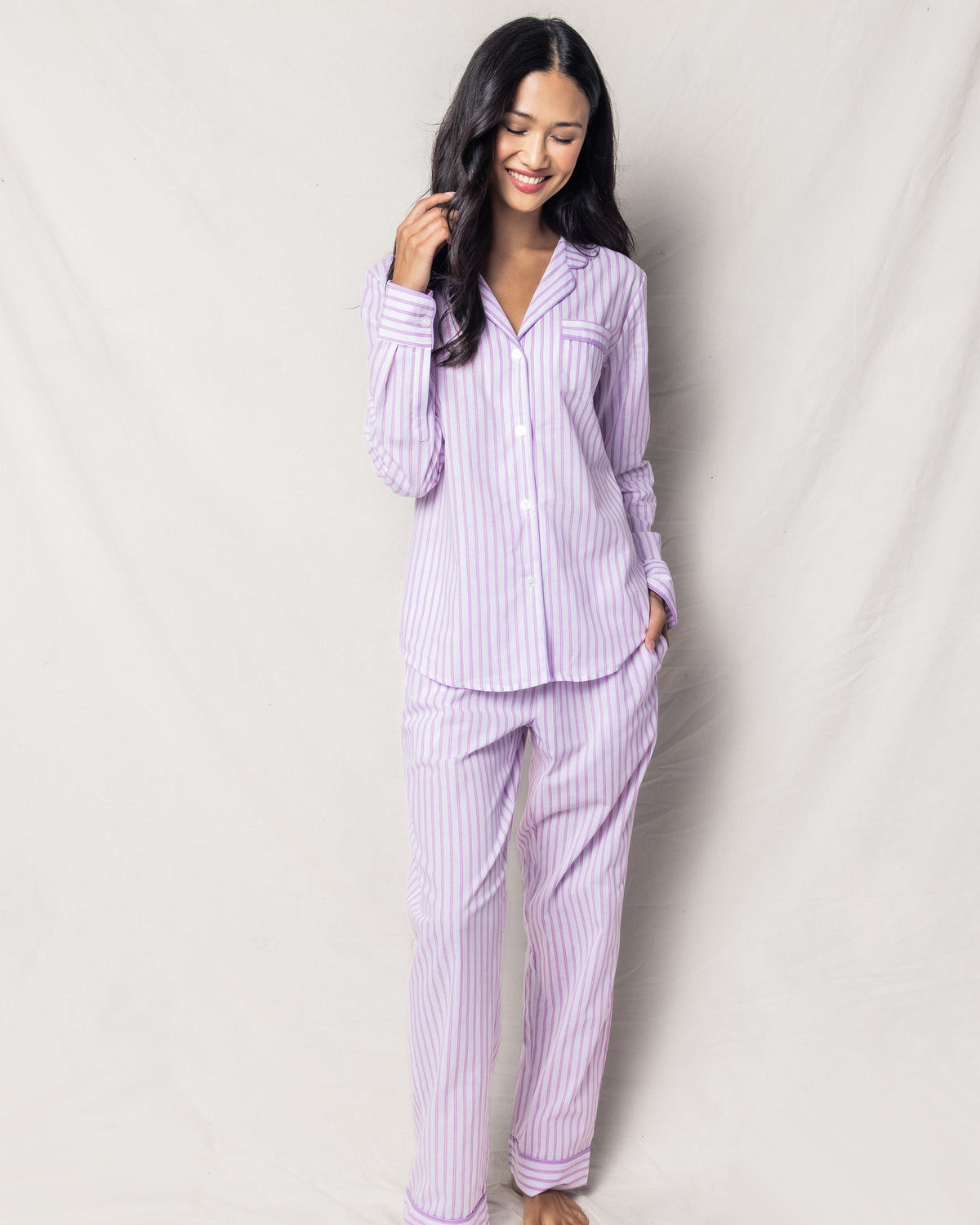 Women’s Lavender French Ticking Pajama Set