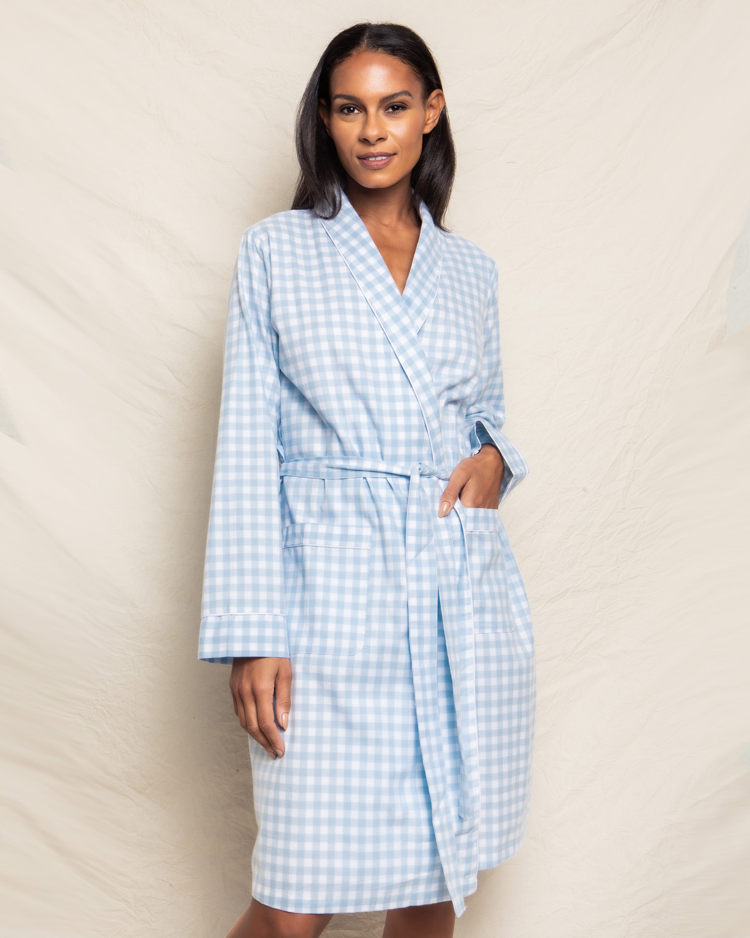 Women’s Light Blue Gingham Robe