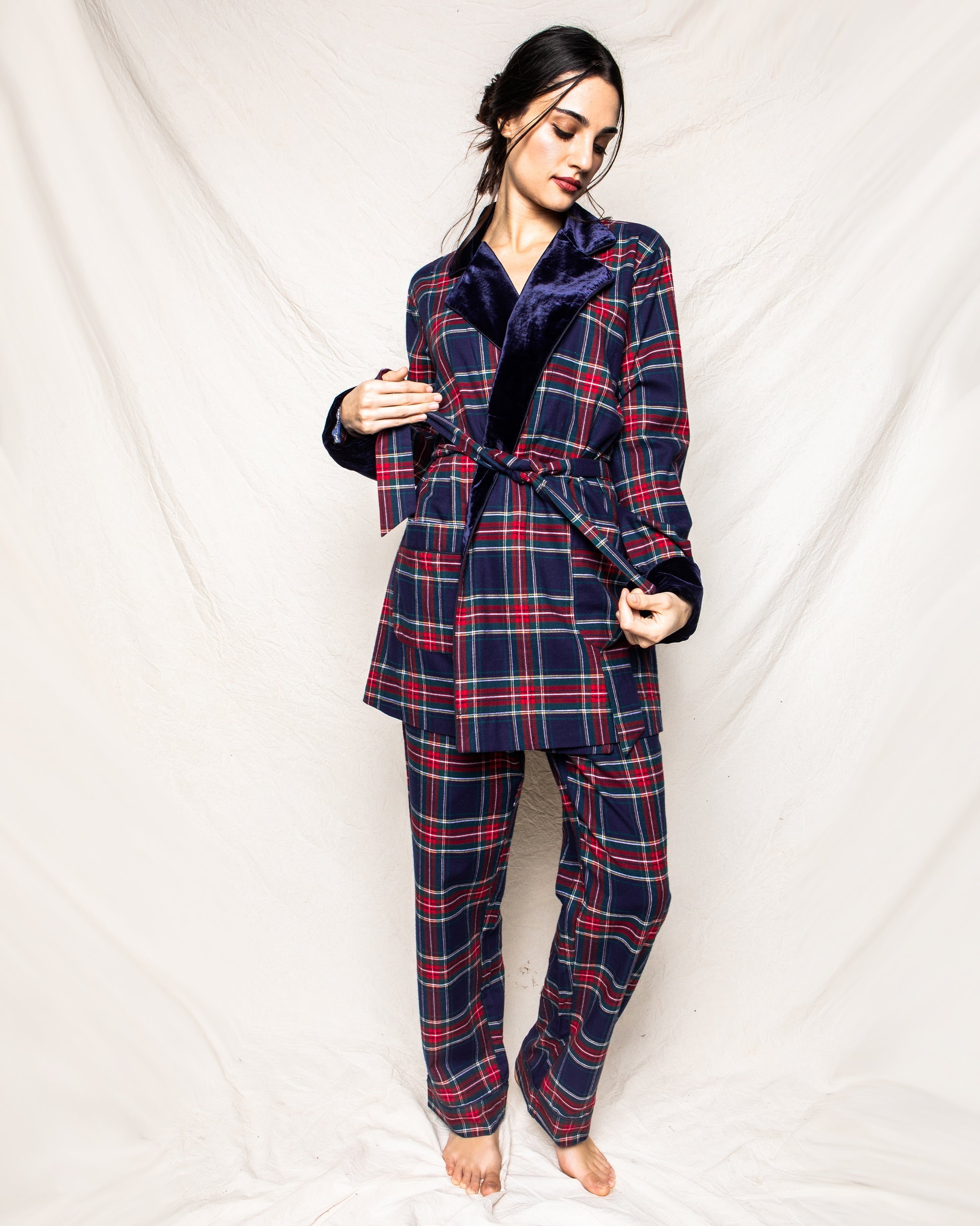 Women’s Windsor Tartan Car Coat with Velvet Trim
