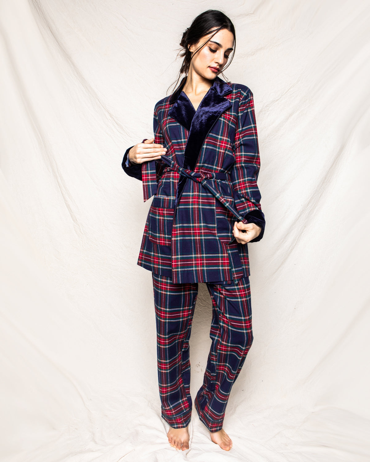 Women’s Windsor Tartan Car Coat with Velvet Trim