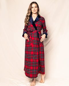 Women’s Imperial Tartan Long Robe with Velvet Trim