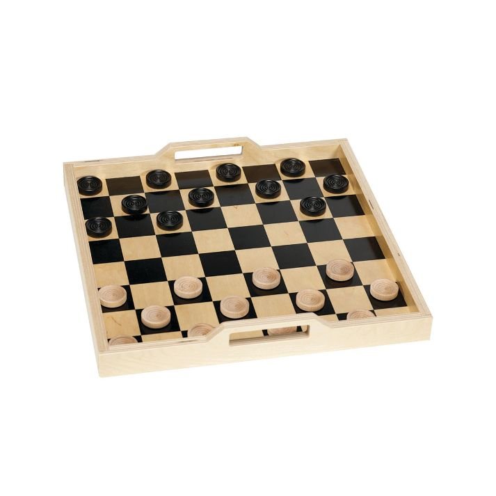 Checker Serving Tray Game Set in Black