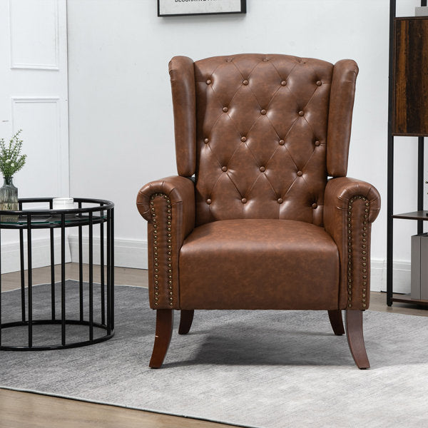 Vegan Leather Wingback Chair