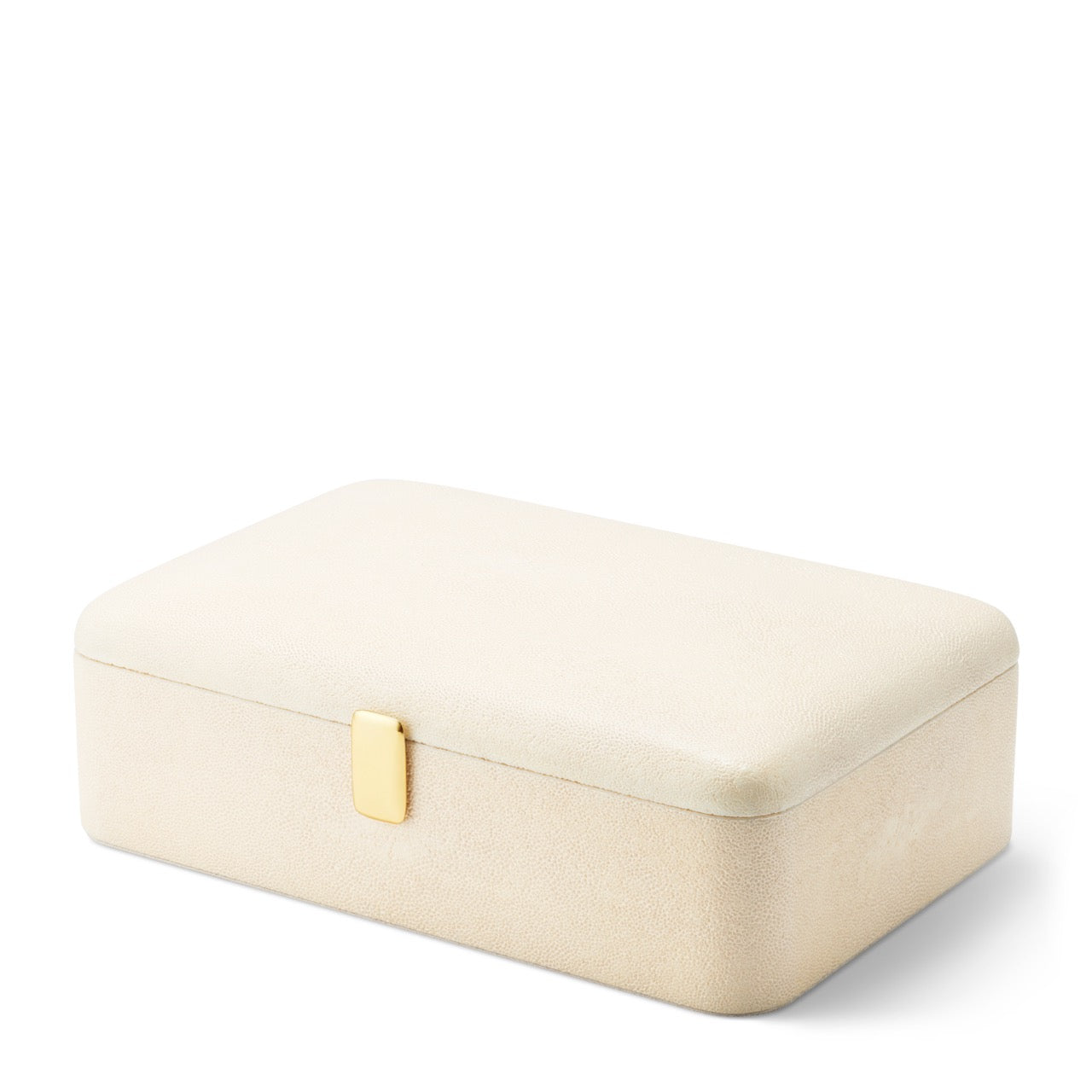 Abella Shagreen Large Jewelry Box in Cream