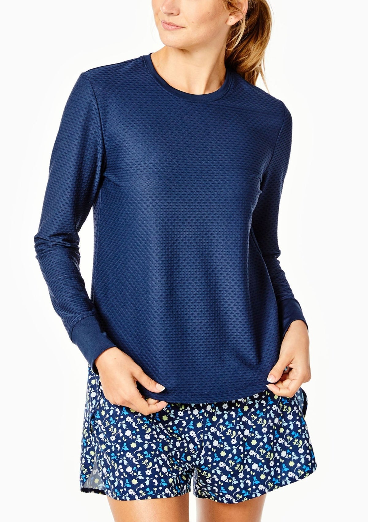 Palmetto Long Sleeve Top in Navy