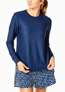 Palmetto Long Sleeve Top in Navy