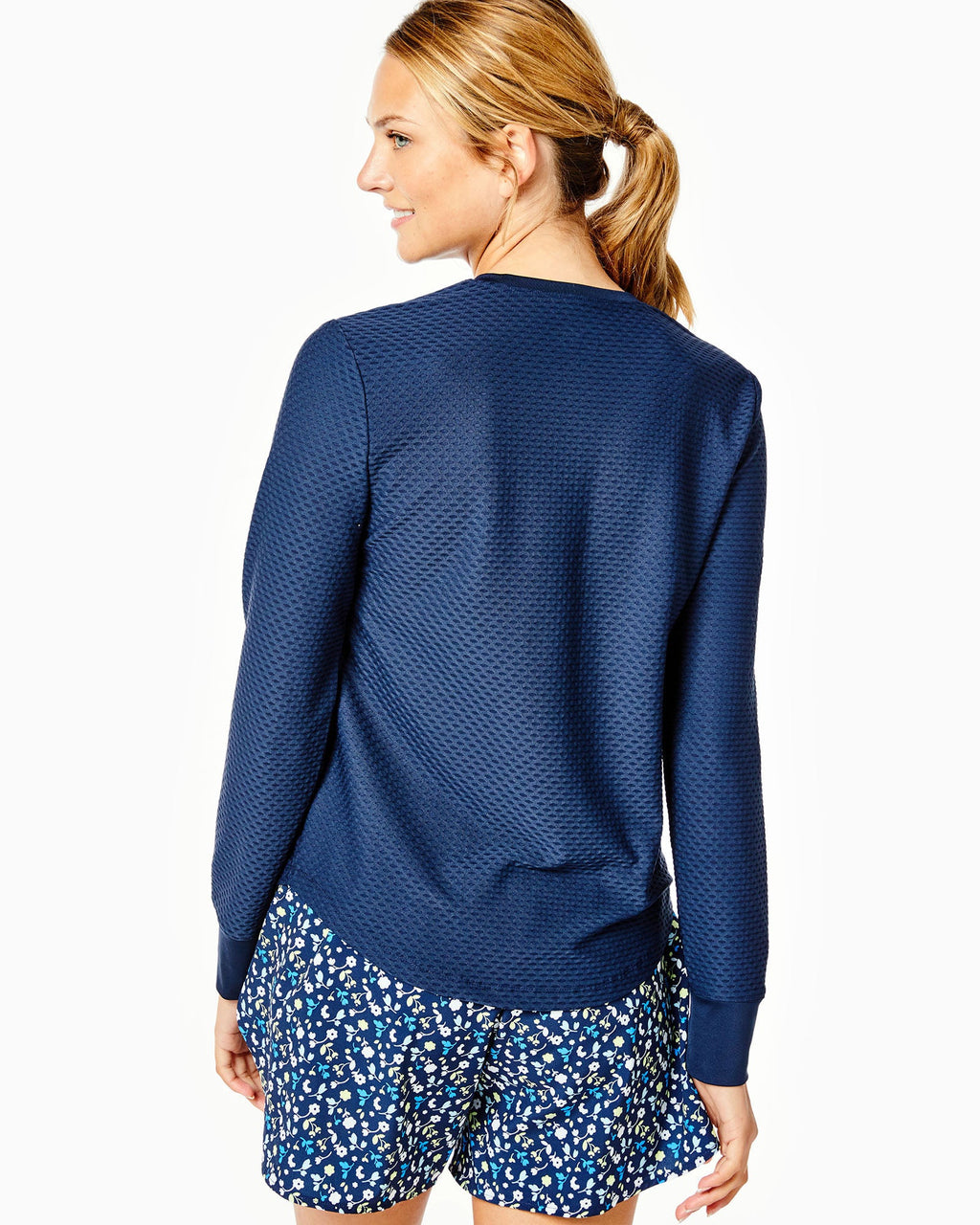 Palmetto Long Sleeve Top in Navy