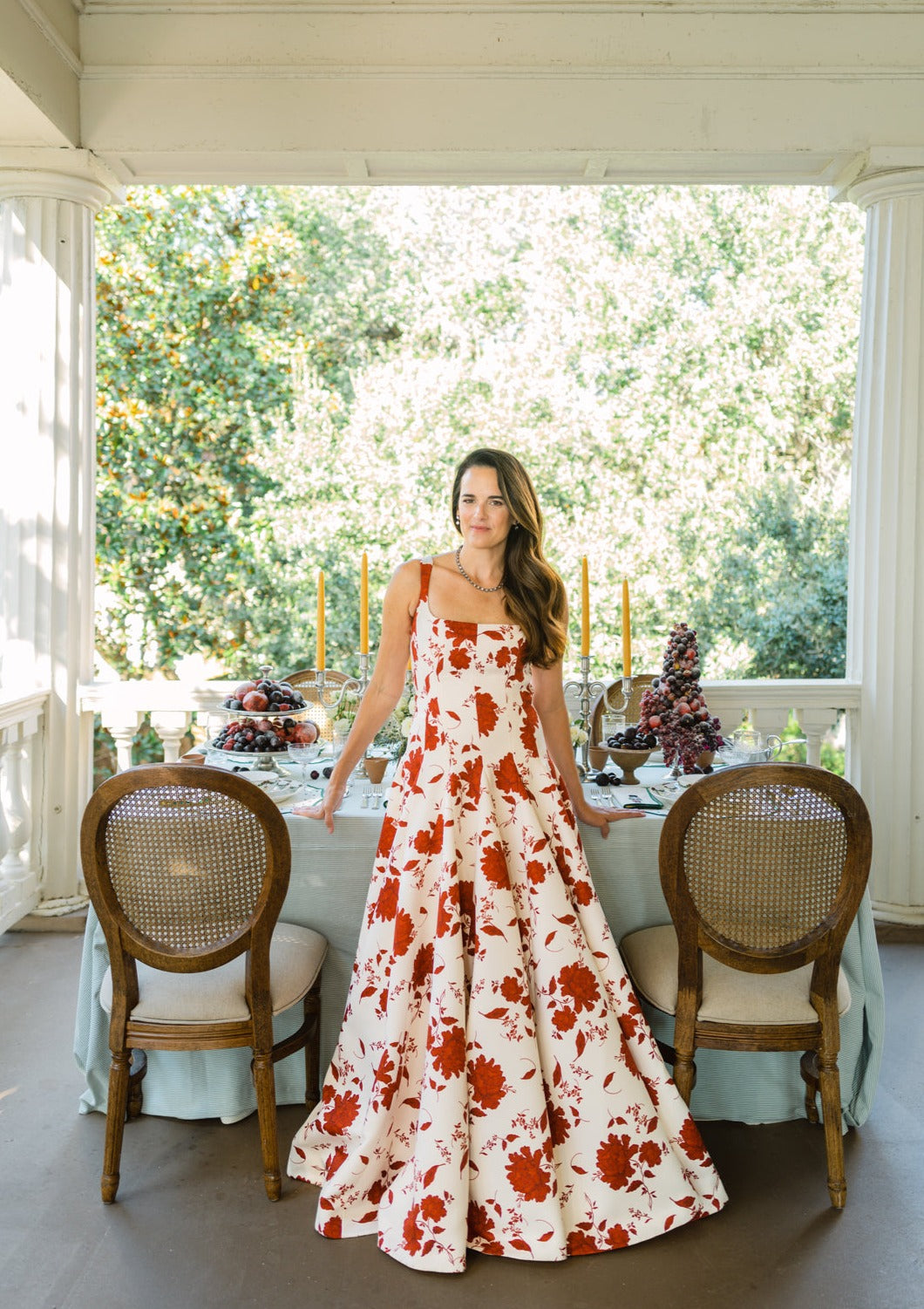 Viri Dress in Red Rose Print and Cream