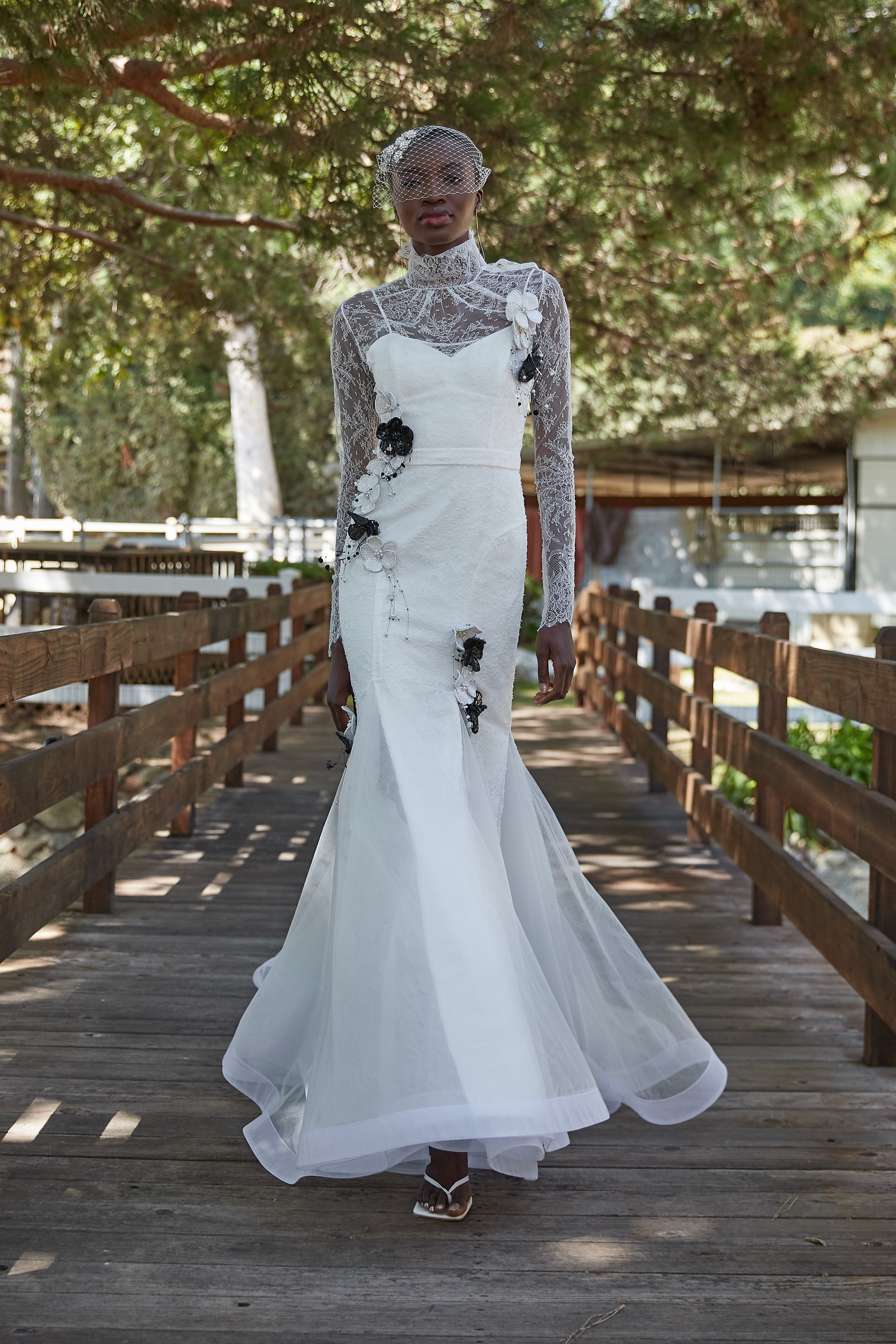 Alexis Lace Gown with Removable Floral Appliques