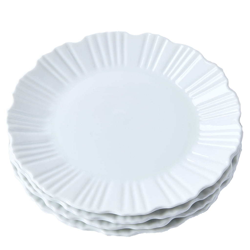 Amanda Lindroth Ruffle Edge Everything Plate, White, Set of 4
