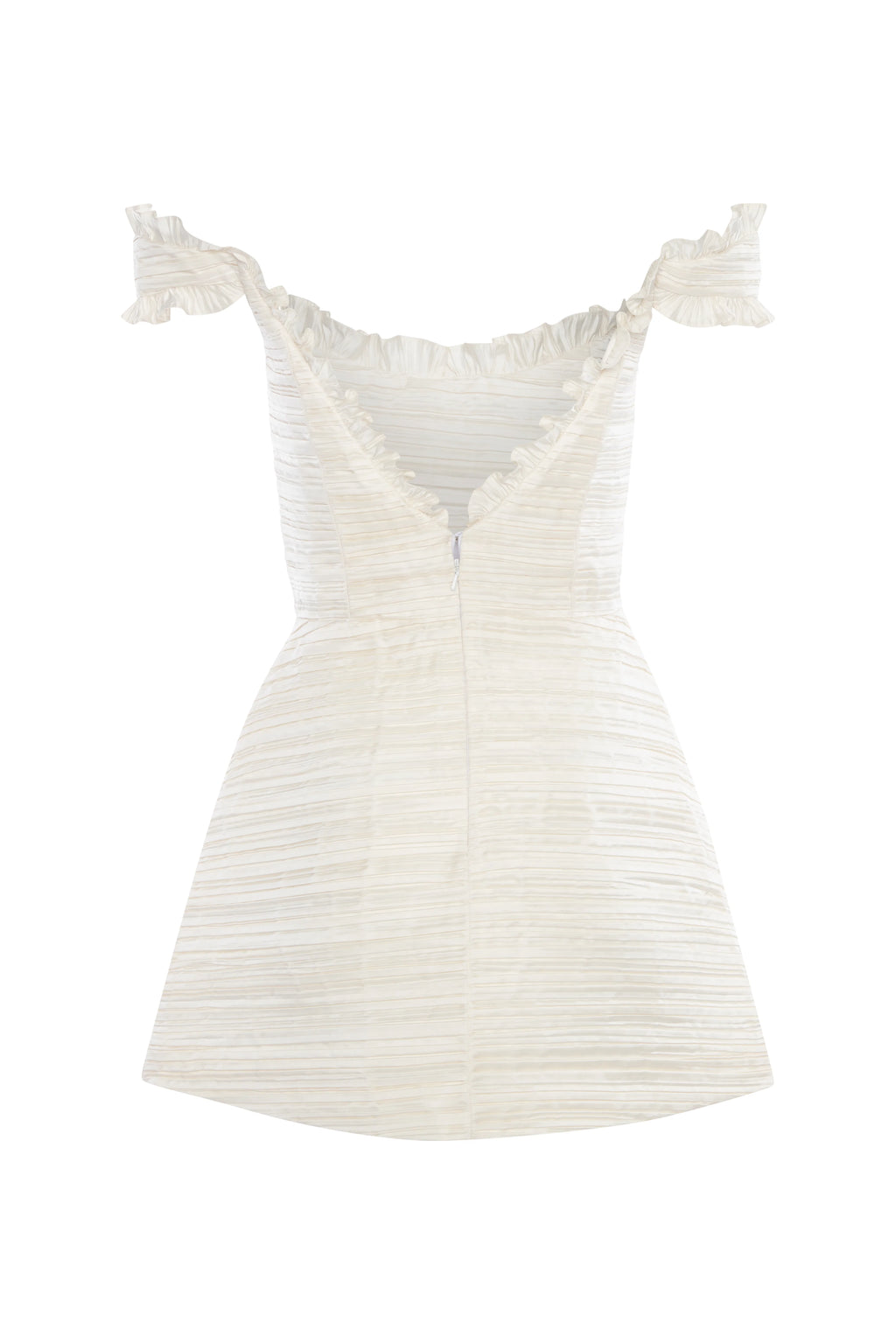 Scarlett Pleated Off-The-Shoulder Mini Dress in Duchess Satin | Over The Moon Scarlett Pleated Off-The-Shoulder Mini Dress in Duchess Satin | Over The Moon