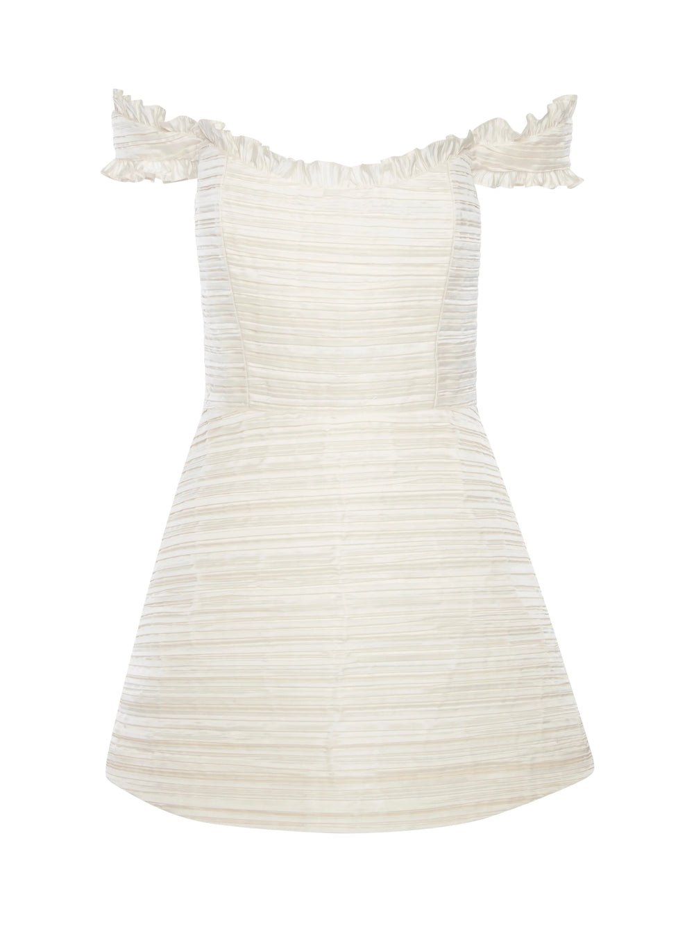 Scarlett Pleated Off-The-Shoulder Mini Dress in Duchess Satin | Over ...