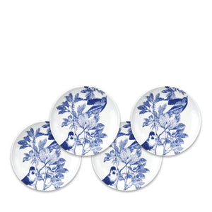 Blue Arbor Birds Canapé Plates Boxed Set/4 - Caskata