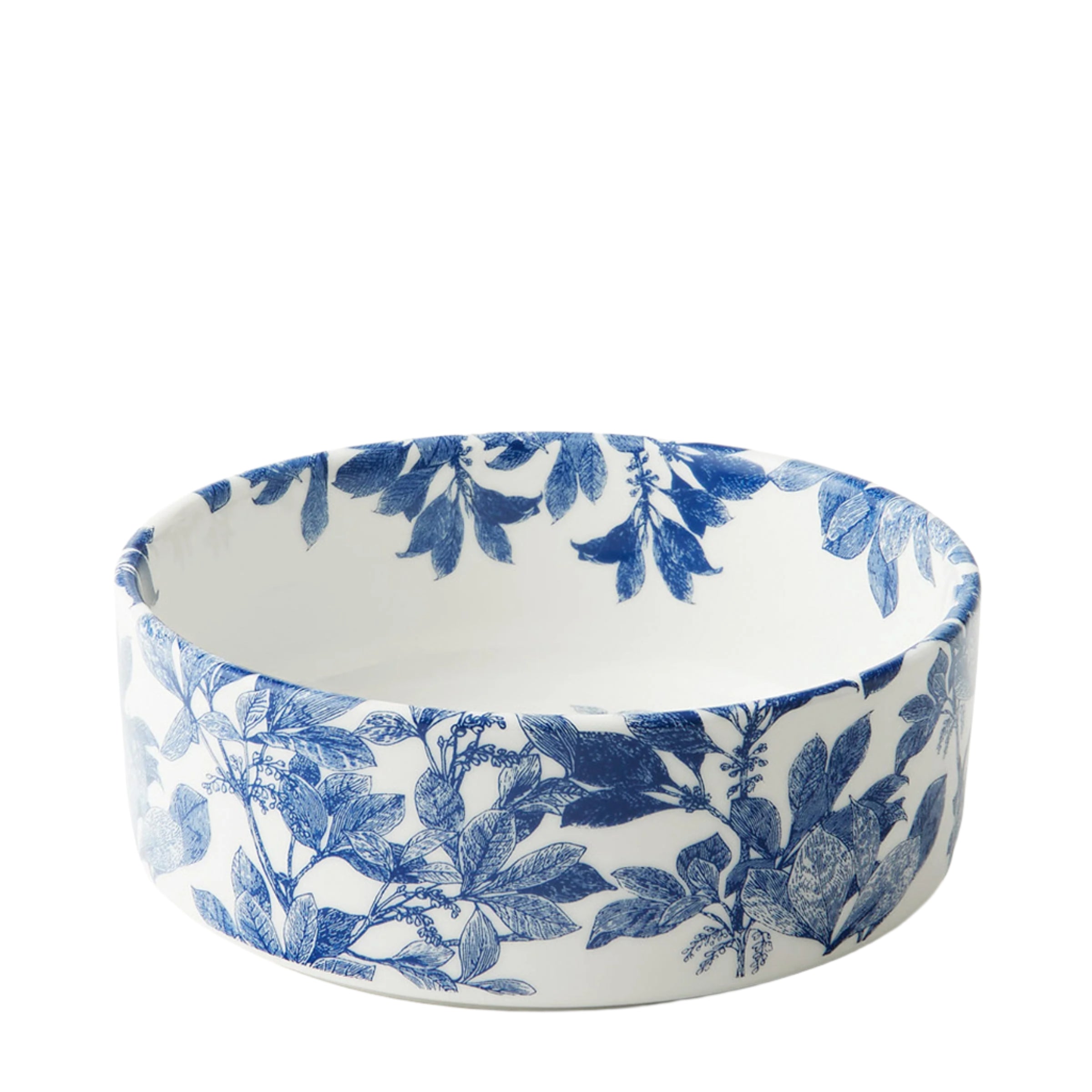Arbor blue and white premium porcelain pet bowl from Caskata.