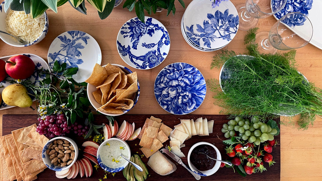 Arcadia Canape Plates in Blue, Set of 4