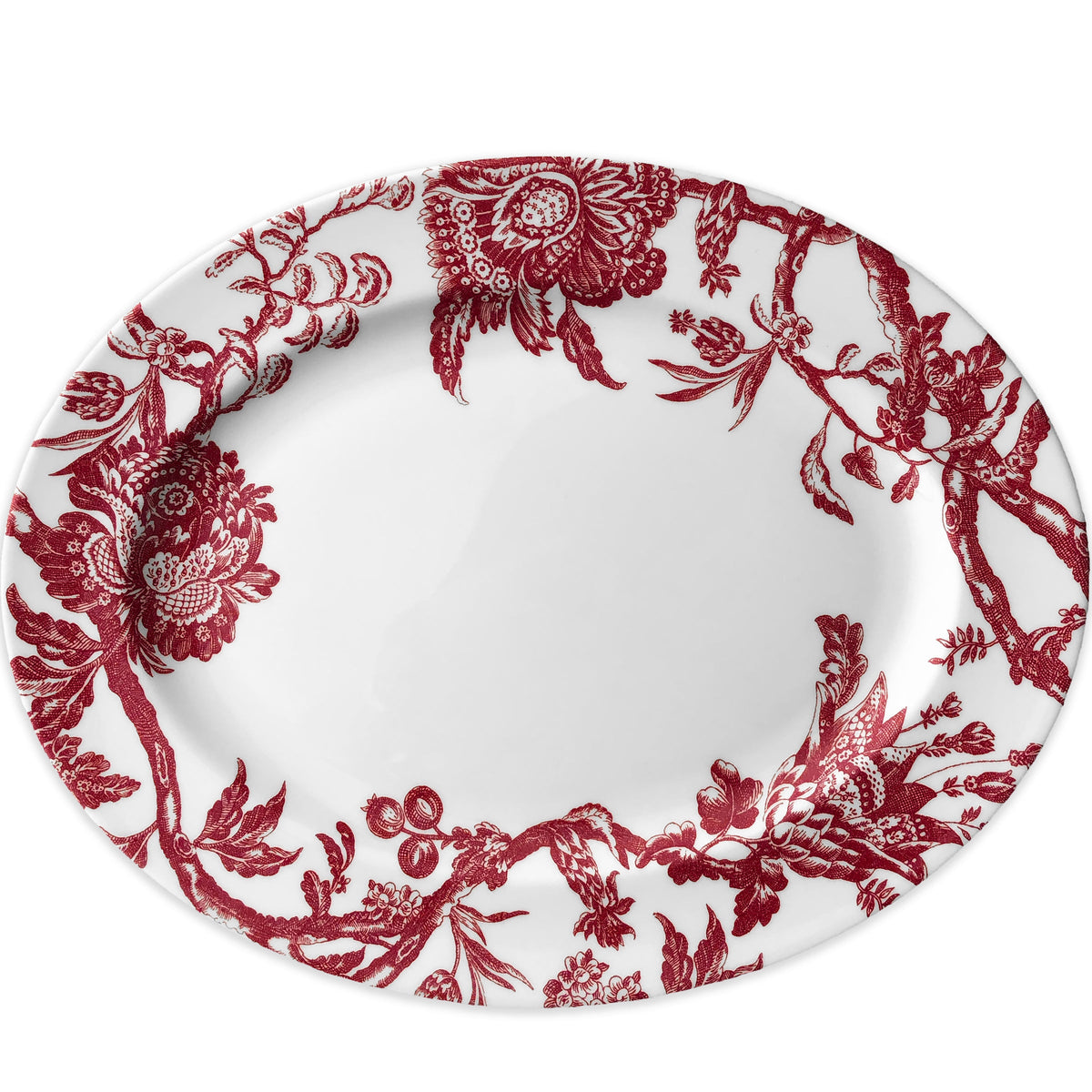 Arcadia Crimson Large Oval Rimmed Platter - Caskata