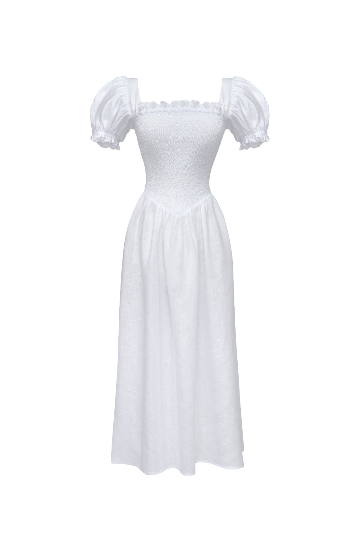 Belle Linen Dress in White